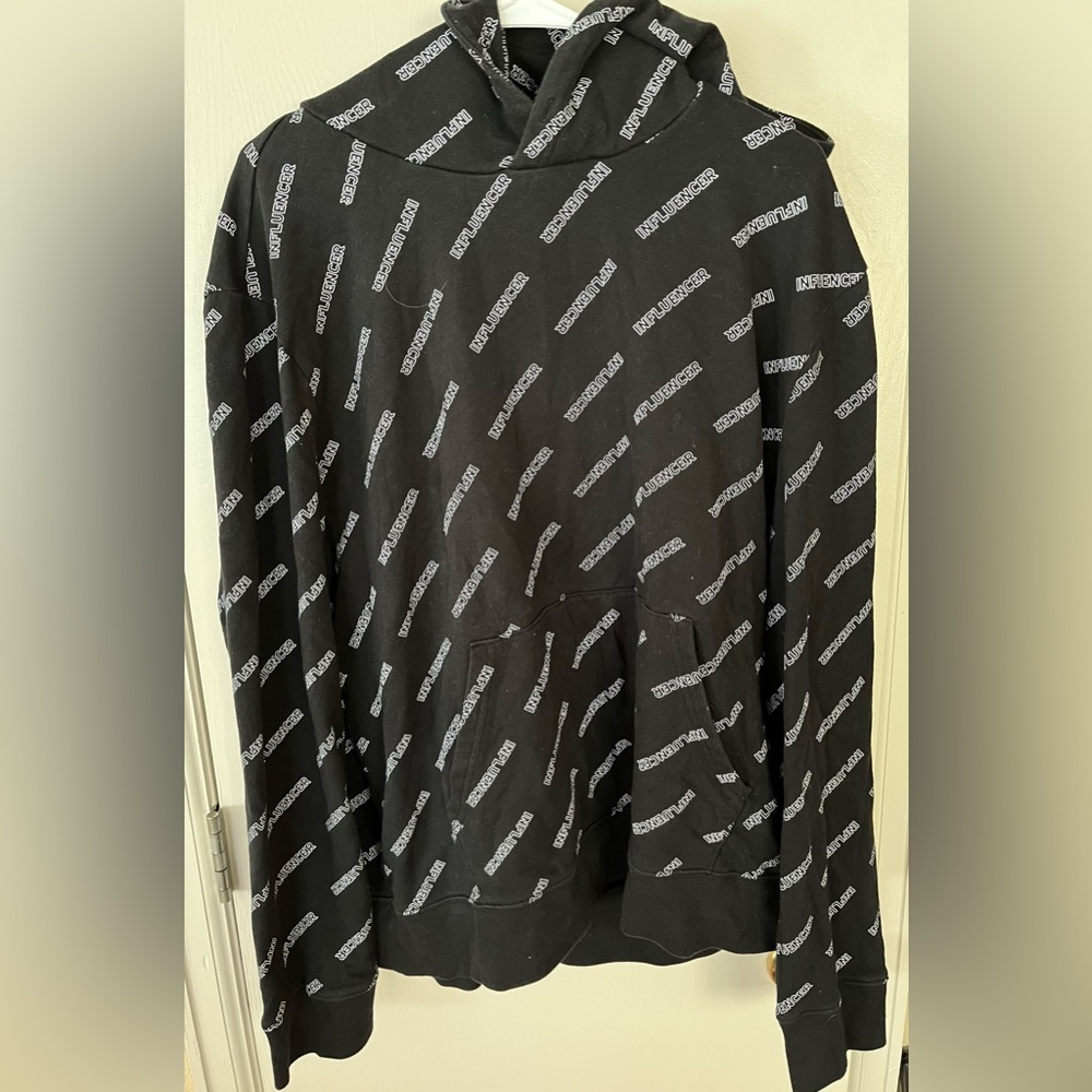 Aeropostale Men’s Size XL Influencer  Pullover Hoodie Black White No String
